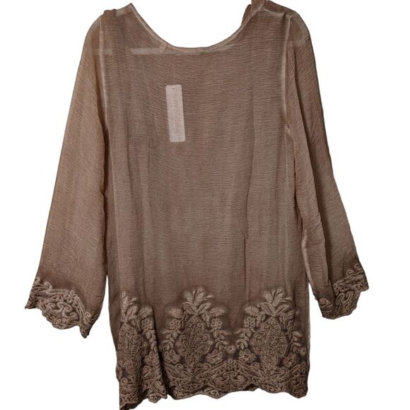 NWT Soft Surroundings Renee Silk Cowl Tunic tawny brown lined women's Medium - Picture 2 of 11